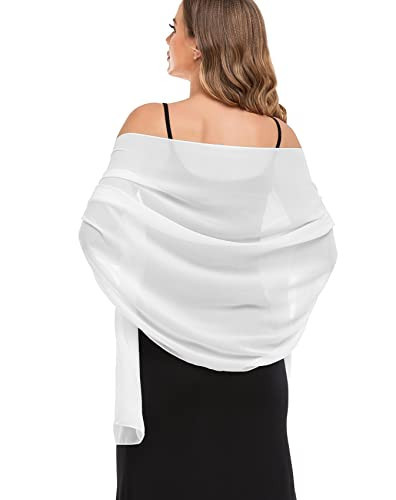 Pukguro Ivory Shawls and Wraps for Evening Dresses Womens Chiffon Sheer Shawl Scarf for Wedding 79 * 18'' | Amazon (US)