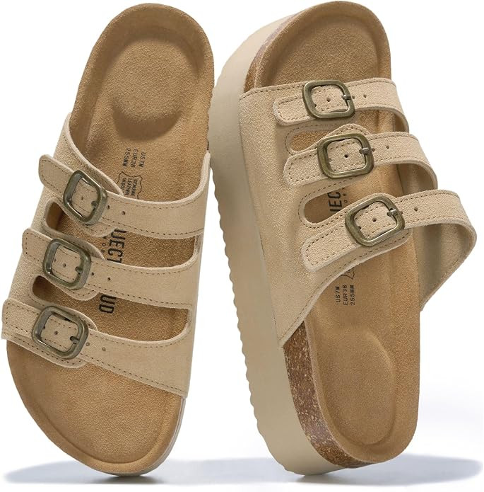 Project Cloud 100% Genuine Leather Platform Sandals Women Footwear - Comfortable Womens Slides Me... | Amazon (US)