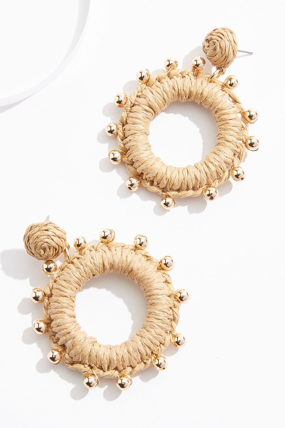 Raffia Circle Drop Earrings | Cato Fashions