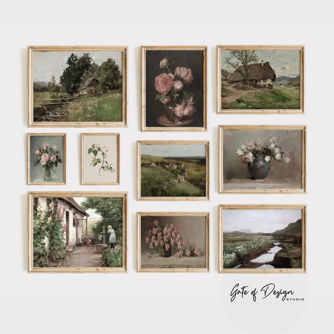 Vintage Cottagecore Art Prints: Moody Floral Still Life Set (digital Download) - Etsy | Etsy (US)