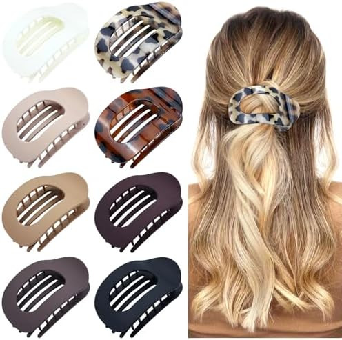 Lawie 8 Pieces Flat Hair Clips Plastic Duckbill French Hair Barrettes Matte Neutral Colors Long T... | Amazon (US)