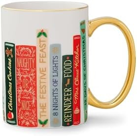 RIFLE PAPER CO. Festive Book Club Porcelain Mug for Festive Occasions and Gatherings with Holiday... | Amazon (US)