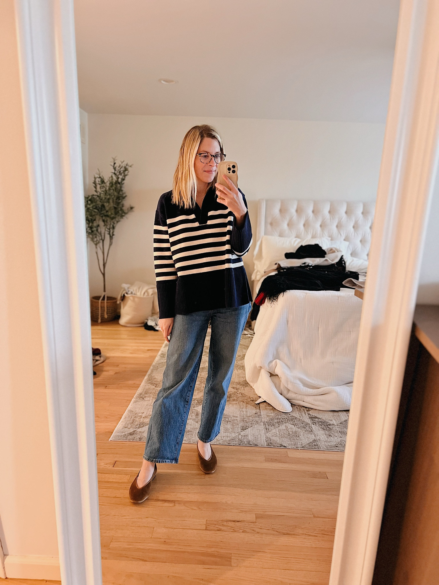 Because you just can’t go wrong with a striped cozy sweater for the holiday break  