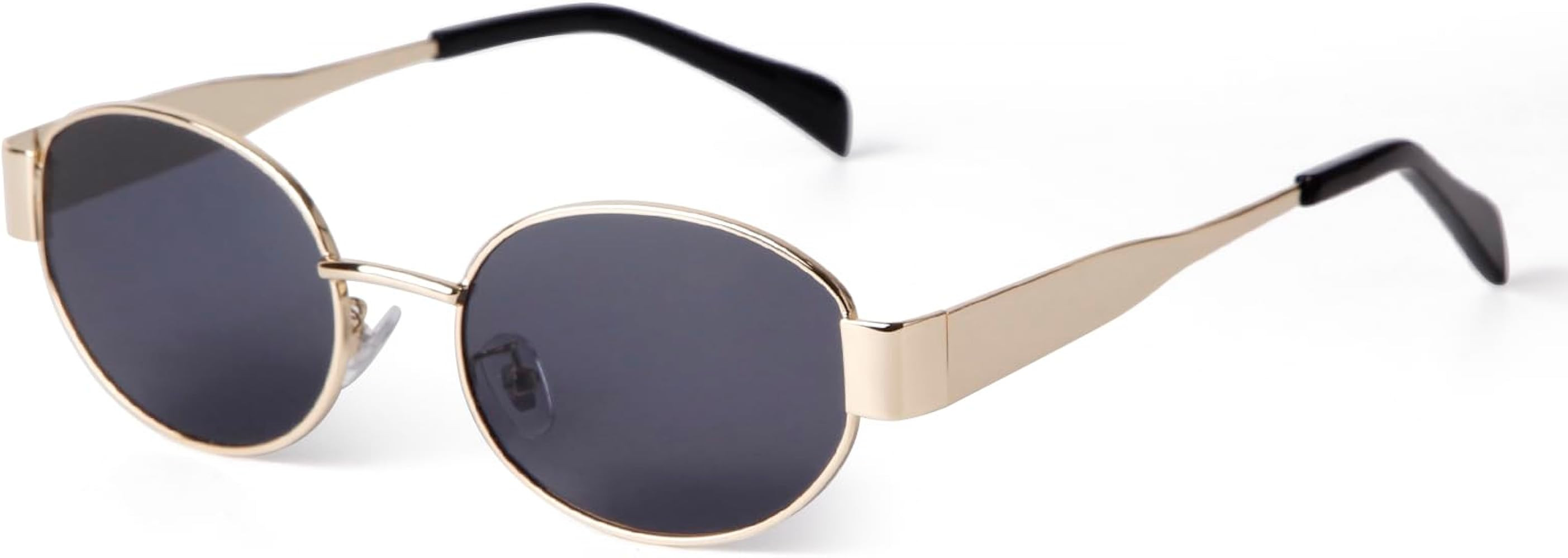 ADE WU Retro Oval Sunglasses for Women Men Treny Designer Sun Glasses in Metal Frame | Amazon (US)