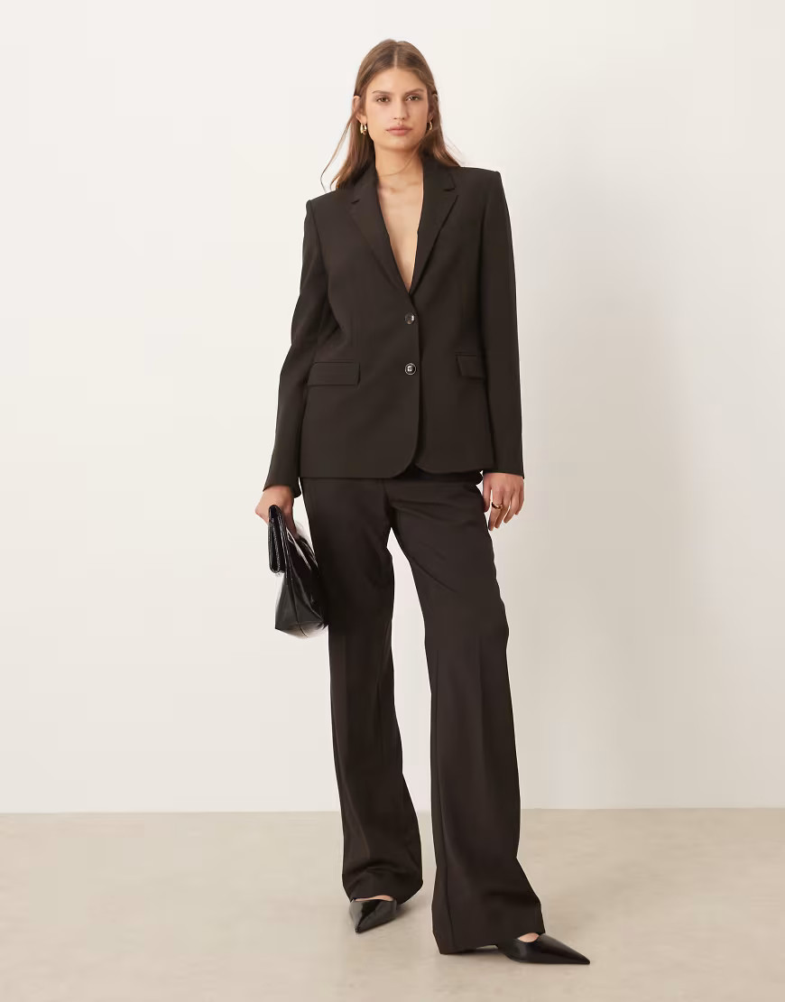 Mango Bergen tailored straight pants in brown - part of a set | ASOS (Global)