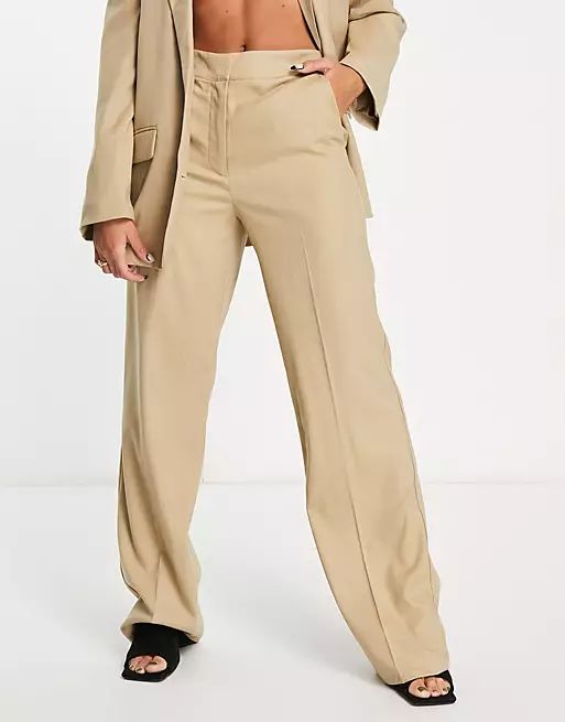 Vero Moda Aware wide leg tailored trouser co-ord in camel | ASOS (Global)
