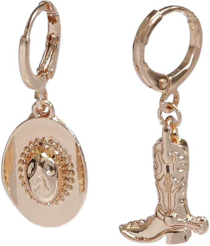 Western Enamel Cowgirl Boot Hat Earrings Cute Dangling Girls Earrings Women Cowboy Gift Earrings ... | Amazon (US)