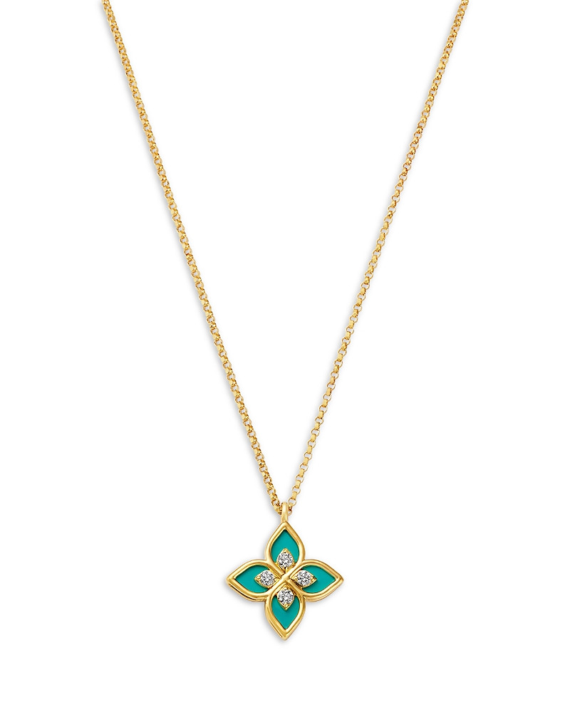 Roberto Coin 18K Yellow Gold Venetian Princess Mother of Pearl & Diamond Flower Pendant Necklace, 16-17 | Bloomingdale's (US)