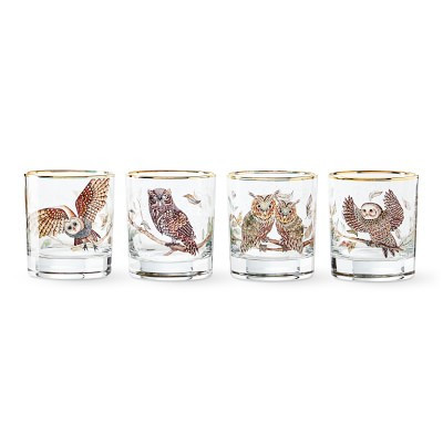Owl Double Old-Fashioned Glasses, Set of 4 | Williams-Sonoma