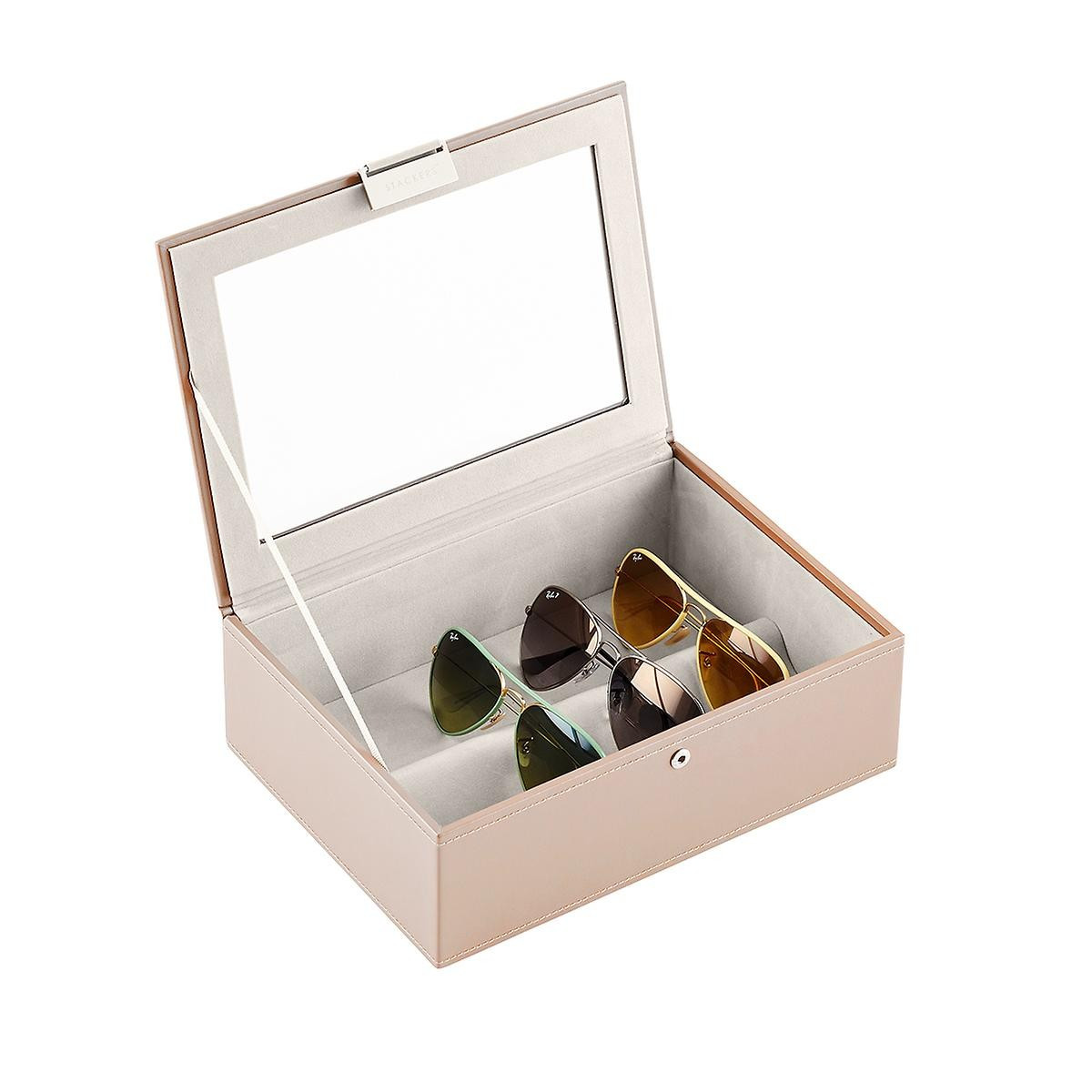 Stackers Blush Classic Lidded Eyewear Storage Box | The Container Store