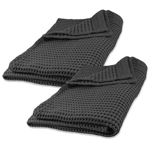 GILDEN TREE Waffle Bath Sheet Quick Dry Towel, Thin Luxury Bath Towels, 40x80 Large Bath Towels 2 Pack Bath Sheets, Modern Style (Faded Black) | Amazon (US)