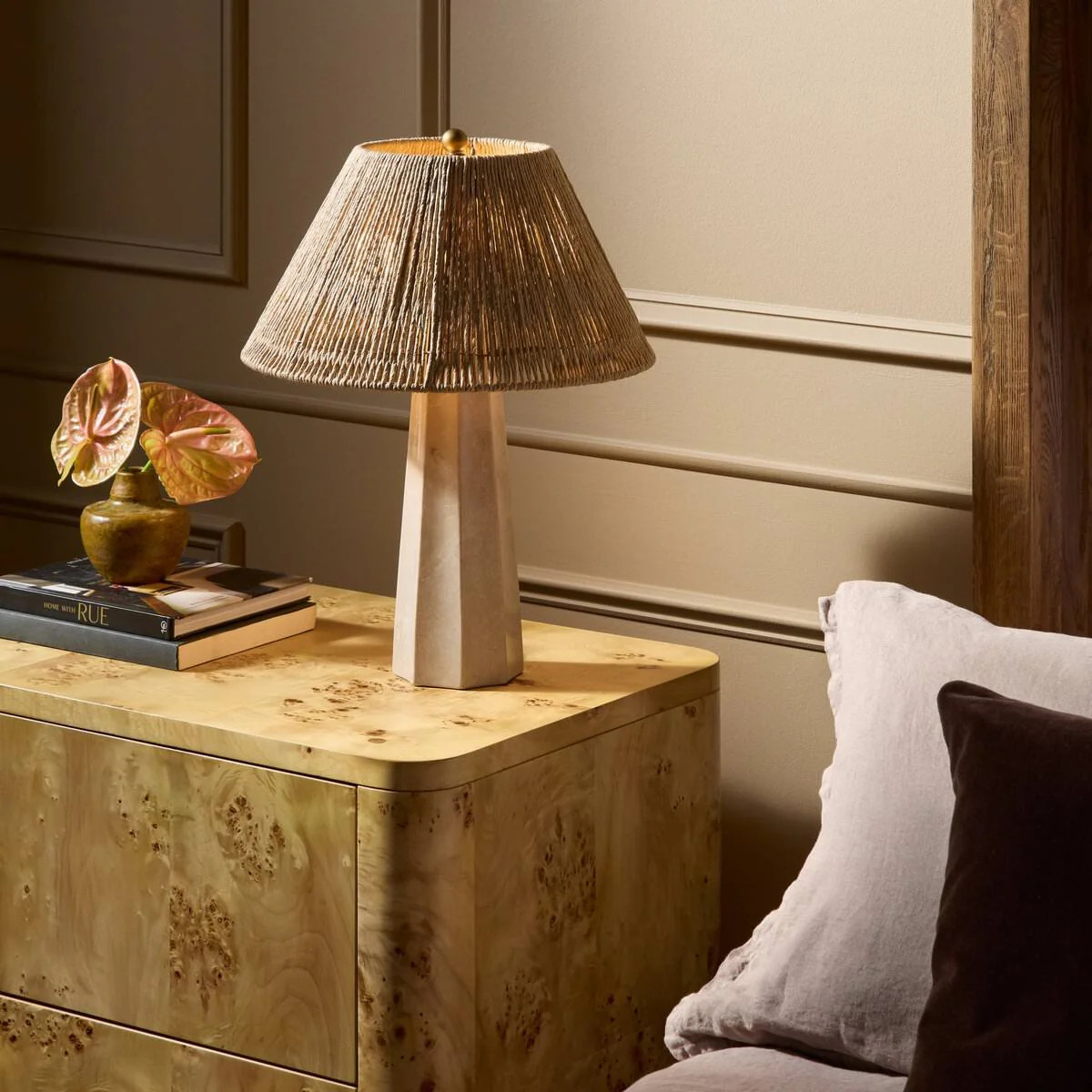 Four Hands Astra Table Lamp in Cream Italian Marble | The Addison West