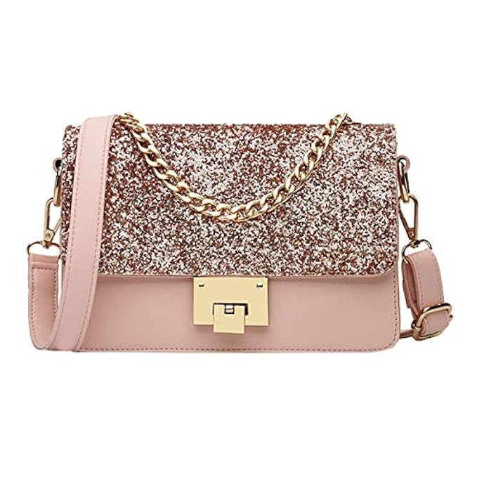 Goodbag Boutique Women Sparkly Sequin Chain Tote Handbag Clutch Girl Exquisite Shoulder Crossbody Ba | Amazon (US)