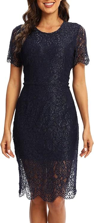 Women's Elegant Floral Lace Bodycon Cocktail Lace Dress | Amazon (US)