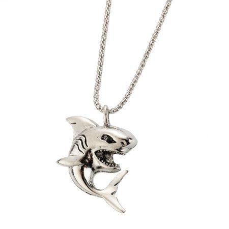 Stainless Steel Ocean Animal Shark Pendant Punk Biker Necklace Cool Men'S Hip Hop Jewelry | Walmart (US)