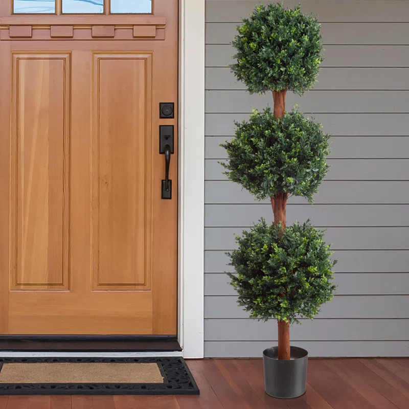 Brooklyn Pure Garden Artificial Tree - 5FT Faux Hedyotis Topiary Ball Plant in Weighted Pot - Fak... | Wayfair North America