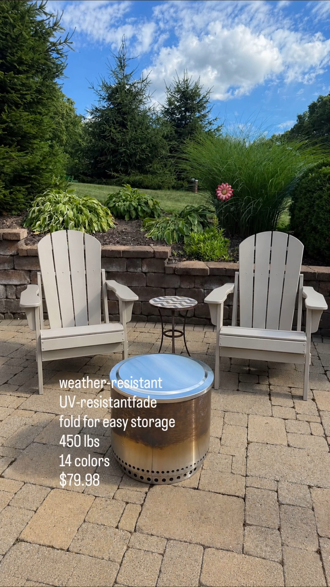 Patio furniture outdoor furniture patio refresh 

These Adirondack chairs are finally back in stock for $79.98 and available in 14 colors! They fold for easy storage, are weather and fade resistant, and hold up to 450 lbs.

Also, please ignore my hostas in the background—they’re currently staging a protest because I forgot to water them.

#LTKHome #LTKActive #LTKSaleAlert