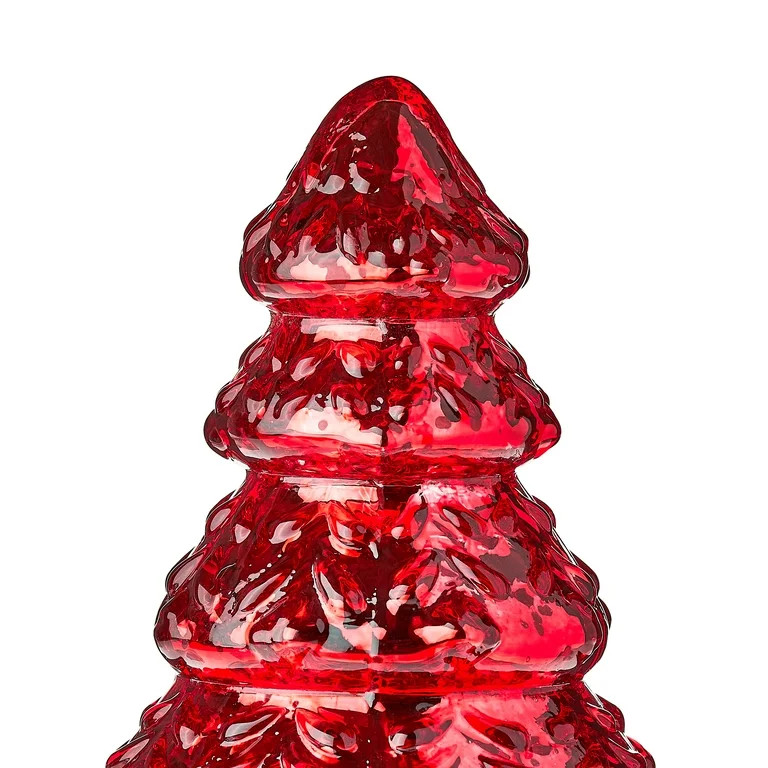 Glass Christmas Tree Tabletop Decoration, Red, 7", by Holiday Time - Walmart.com | Walmart (US)