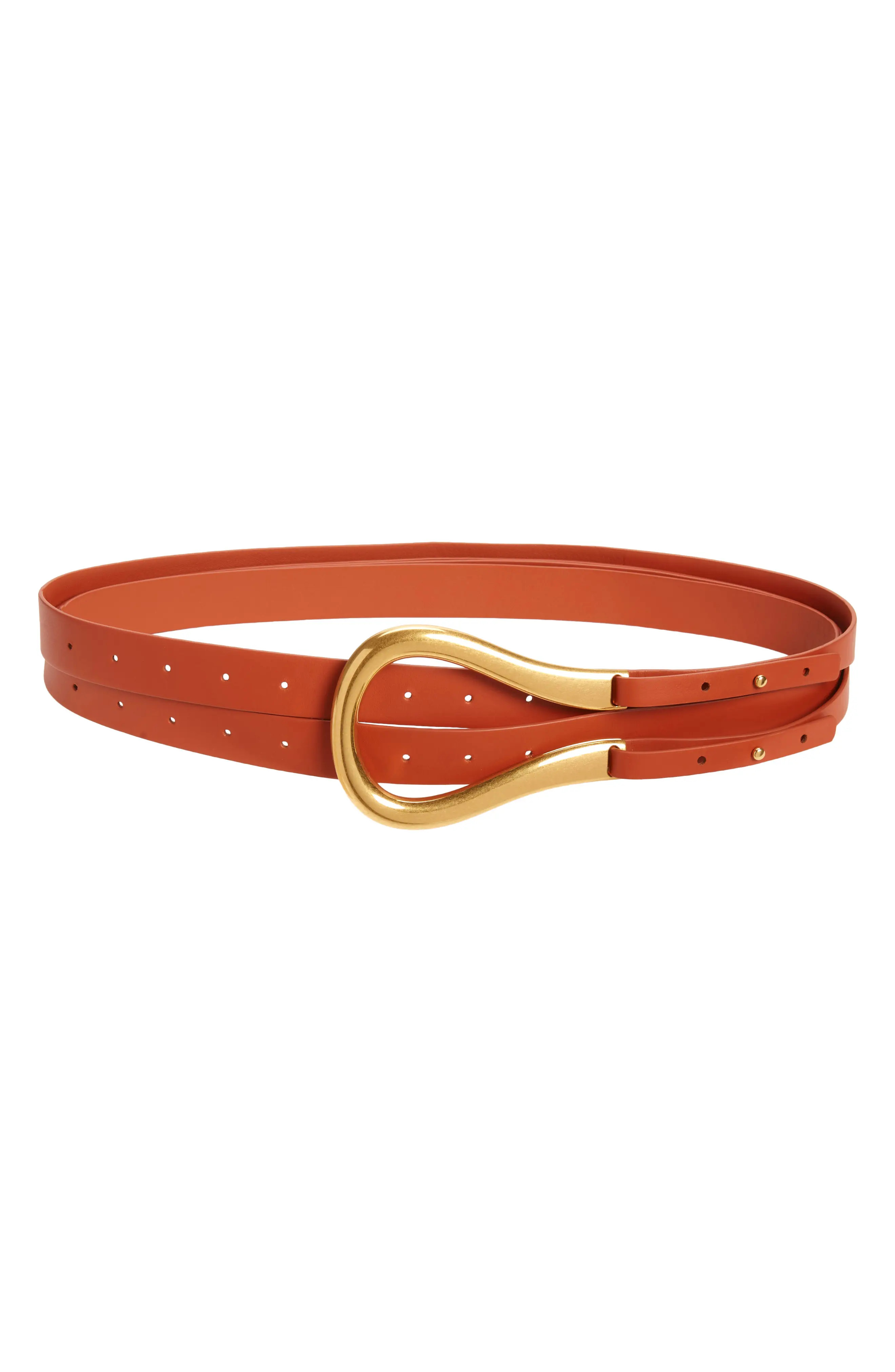 Bottega Veneta Leather Belt in Maple-Gold at Nordstrom, Size Medium | Nordstrom