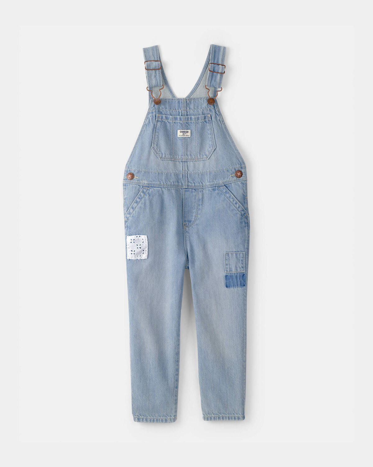 Toddler Girl Denim Patch Overalls - Light Wash | Carter's Inc