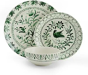 Fitz and Floyd Sicily Green 12 Piece Dinnerware Plate Bowl Set, Service for 4 | Amazon (US)