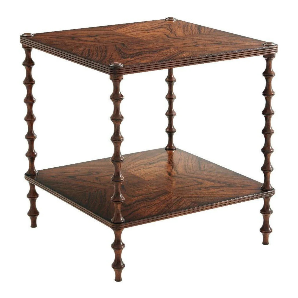 Two Tier Walnut Side Table with Bobbin Turned Leg | The Well Appointed House, LLC