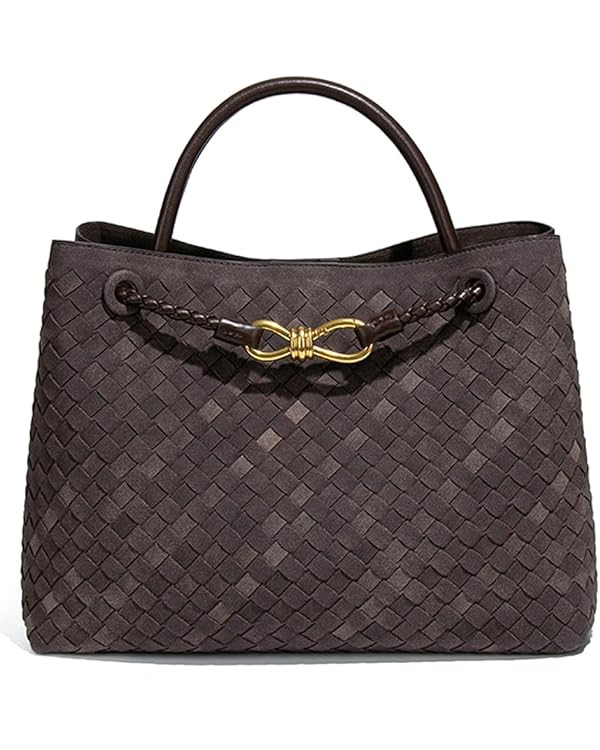 Suede Woven Tote Bag for Women PU Leather Hobo Bags Casual Crossbody Purse Shoulder Satchel Bag T... | Amazon (US)