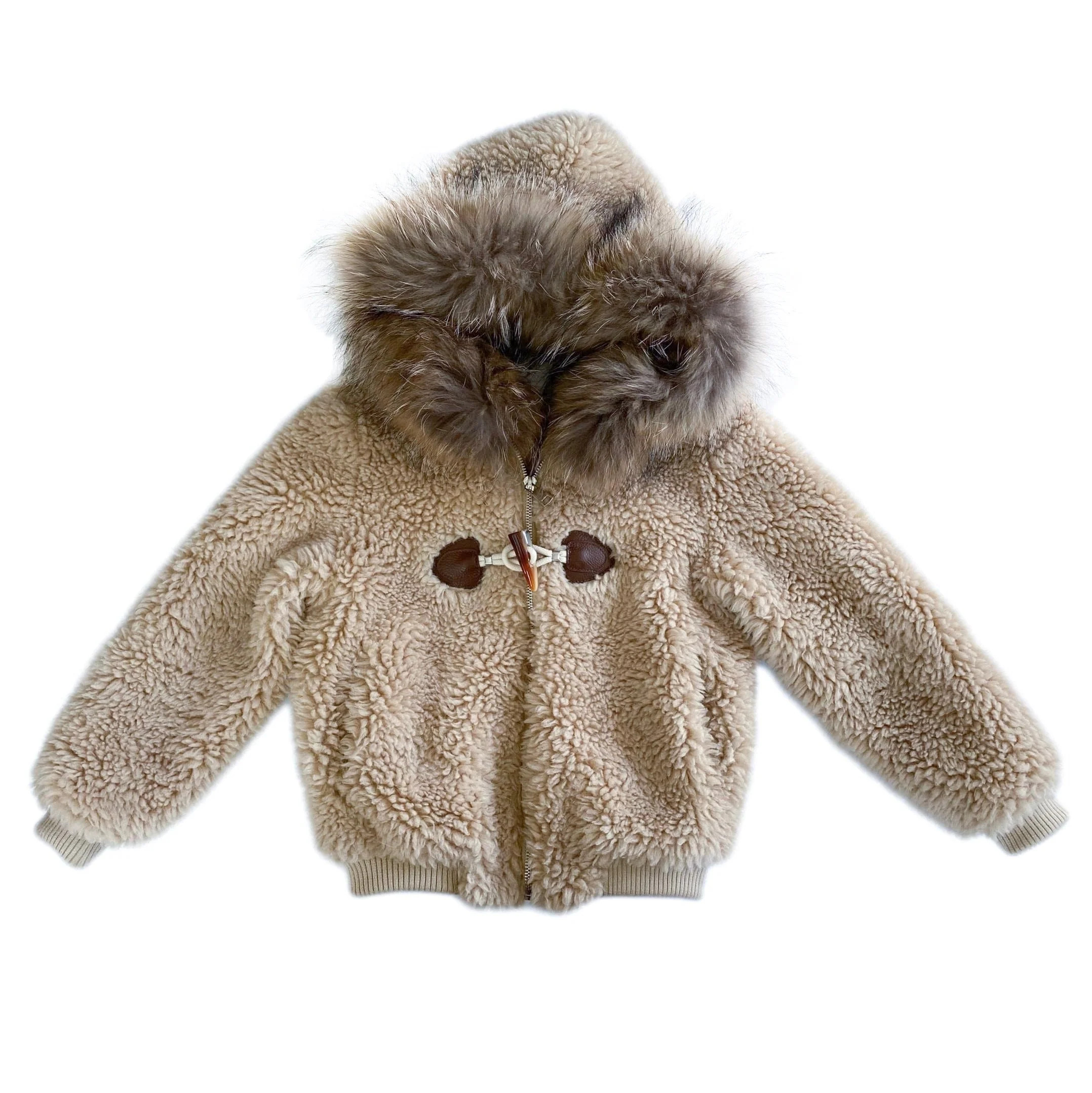 Shearling Camel Bomber Coat Faux Fur | petite maison kids