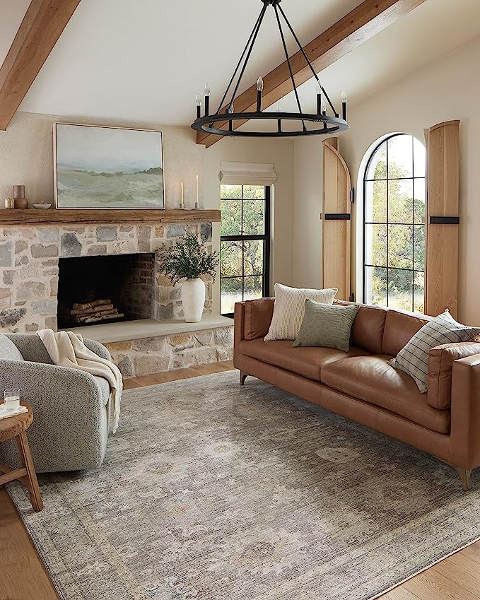 Magnolia Home by Joanna Gaines x Loloi Millie Collection MIE-05 Stone / Natural 7'-10" x 10' Area... | Amazon (US)