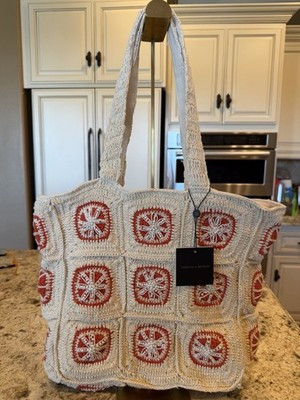 America & Beyond Orange Slice Crochet Beaded Tote Bag Beige | eBay | eBay US