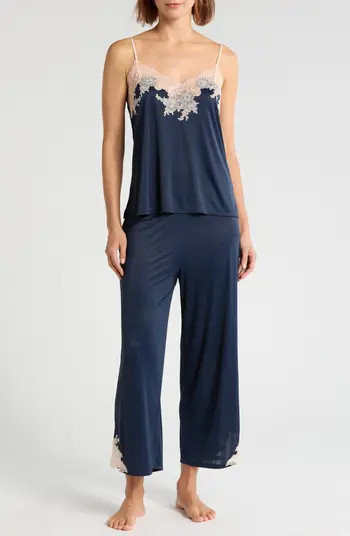 Natori Enchant Lace Trim Satin Pajamas | Nordstrom | Nordstrom