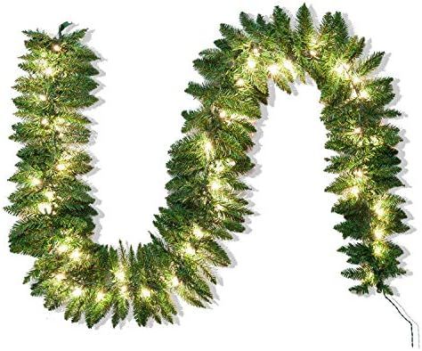 Joiedomi 9Ft Artificial Christmas Garland Prelit with 50 Count Light, Plug in Lighted for Home & Off | Amazon (US)