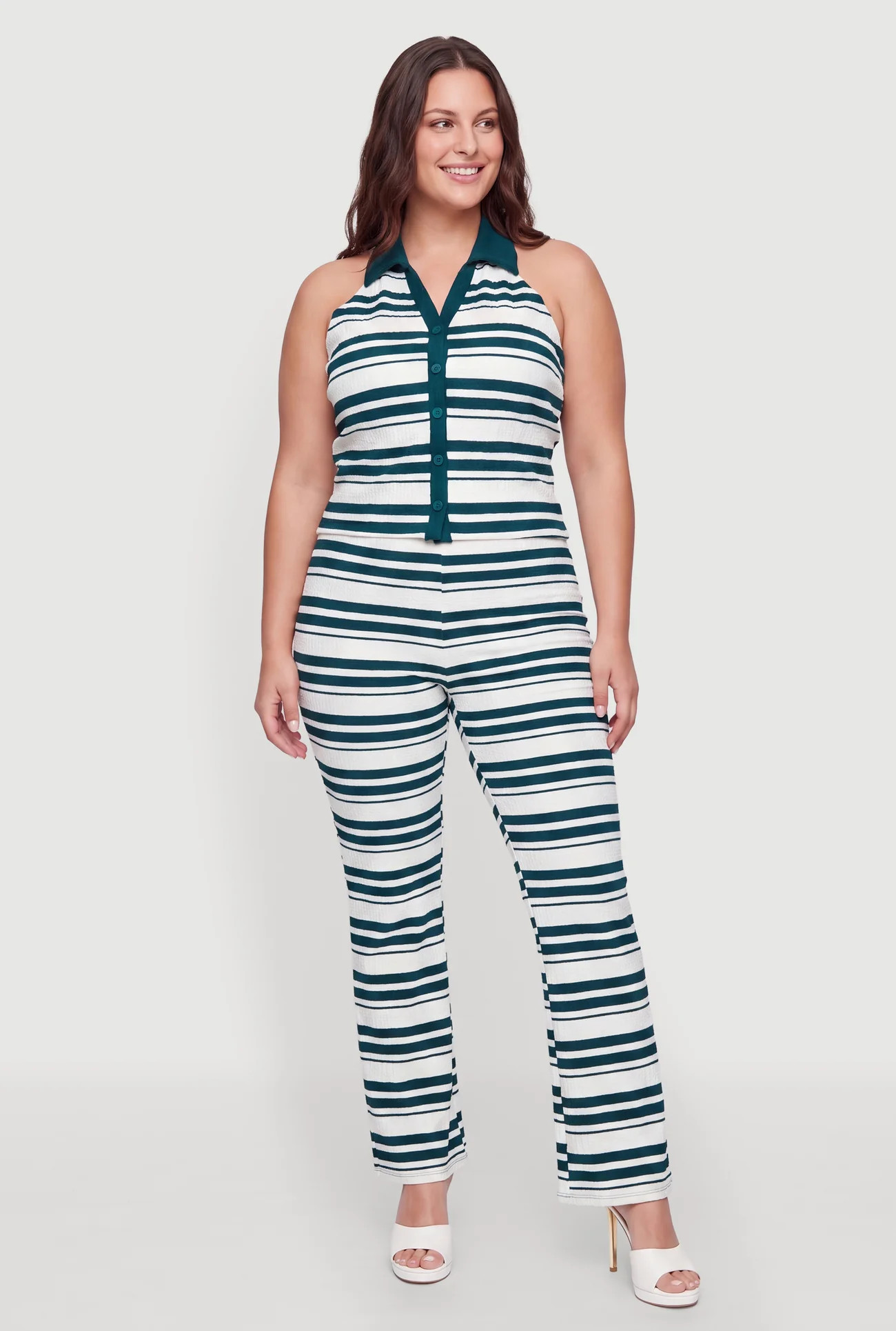 Plus Size Striped High Waisted Pants | Rainbow Shops