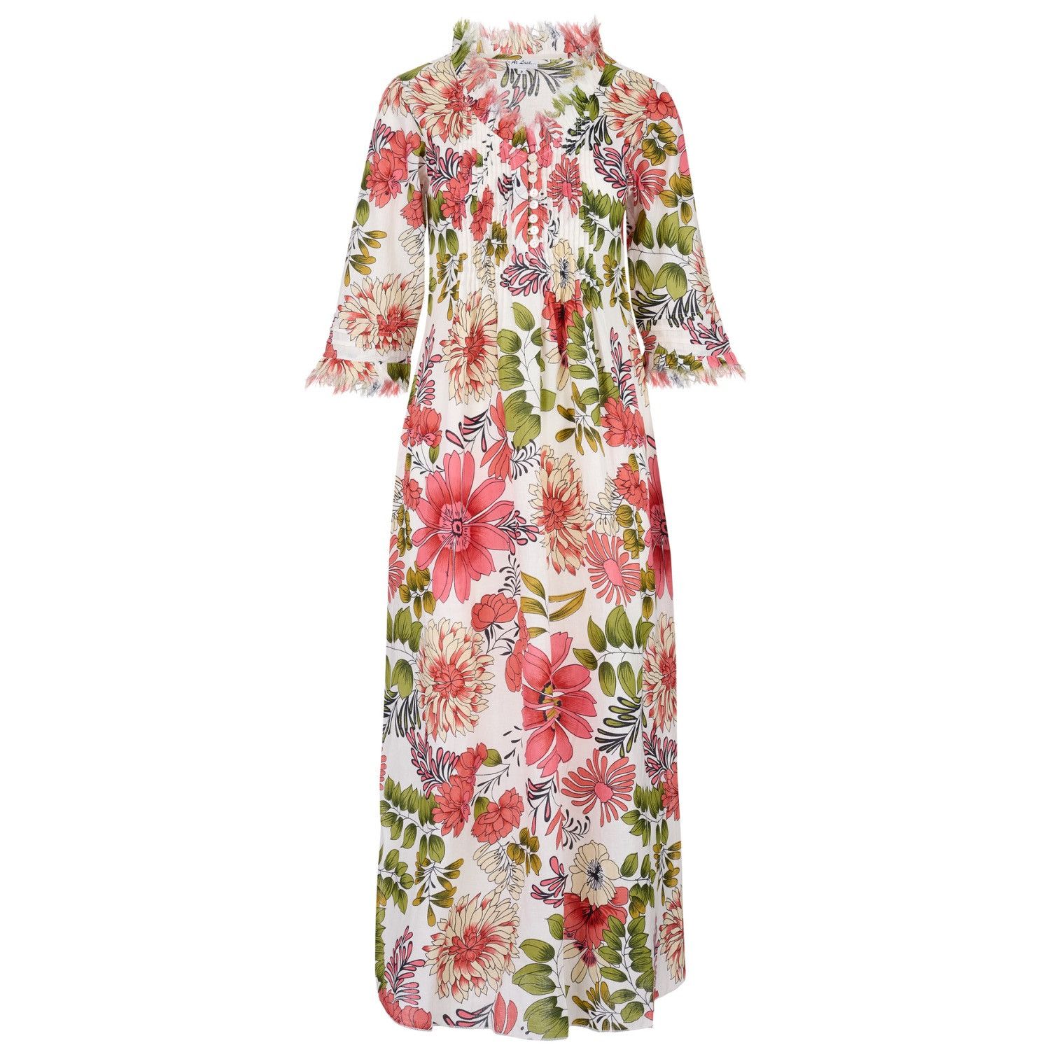Cotton Annabel Maxi Dress In White Floral | Wolf & Badger (US)