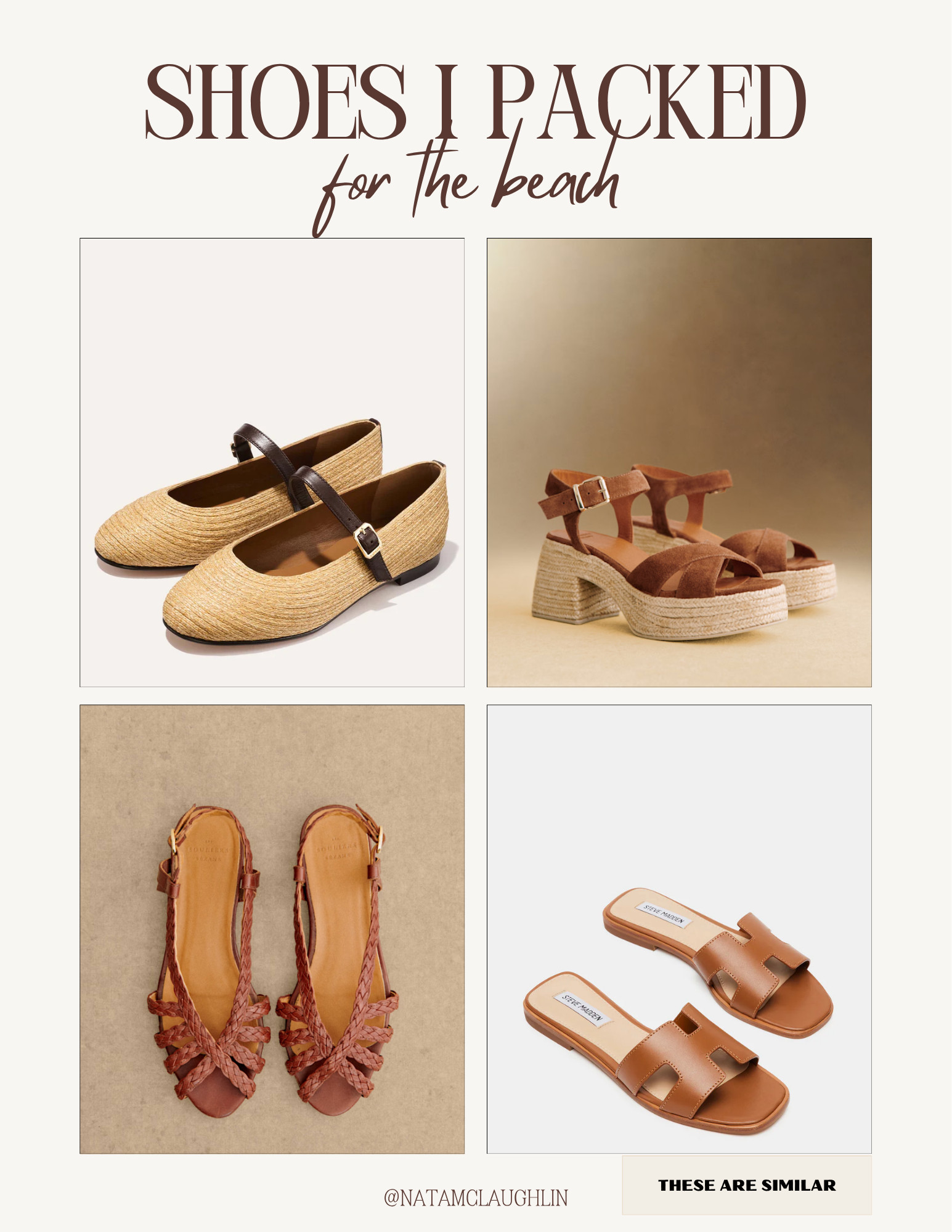 Summer shoes, espadrilles, sandals, shoes to wear at the beach. The Steve Madden sandals are similar. I have the Hermes slides, but I do own the Steve Madden slides in a different color and they're very comfortable. 

 #LTKmomlife #LTKTravel