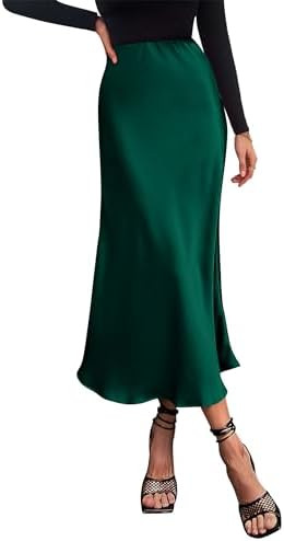 PRETTYGARDEN Women's Satin Skirts Dressy Casual 2025 Fall High Waisted Cocktail Wedding Flowy Ele... | Amazon (US)
