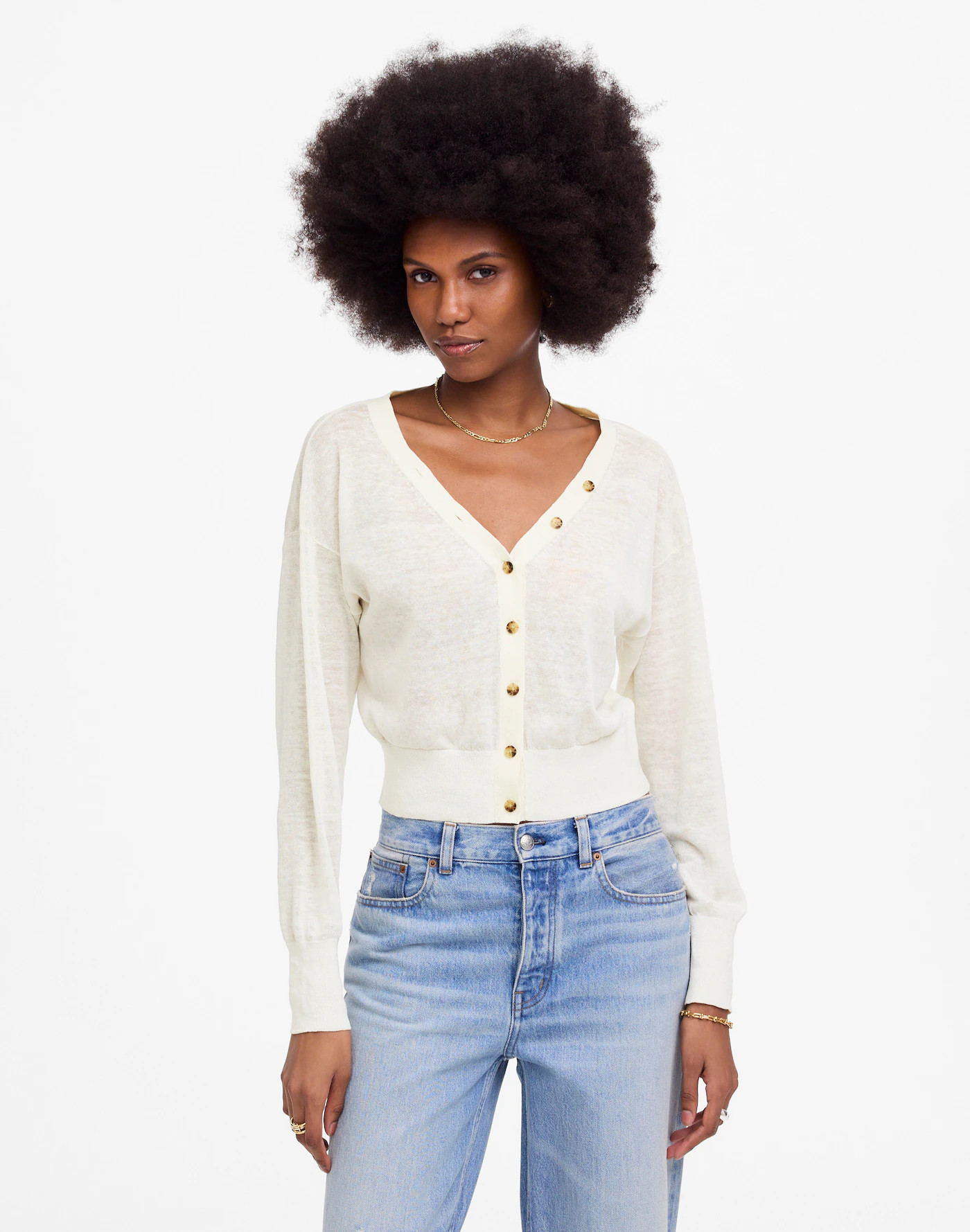 Linen-Blend V-Neck Cardigan | Madewell