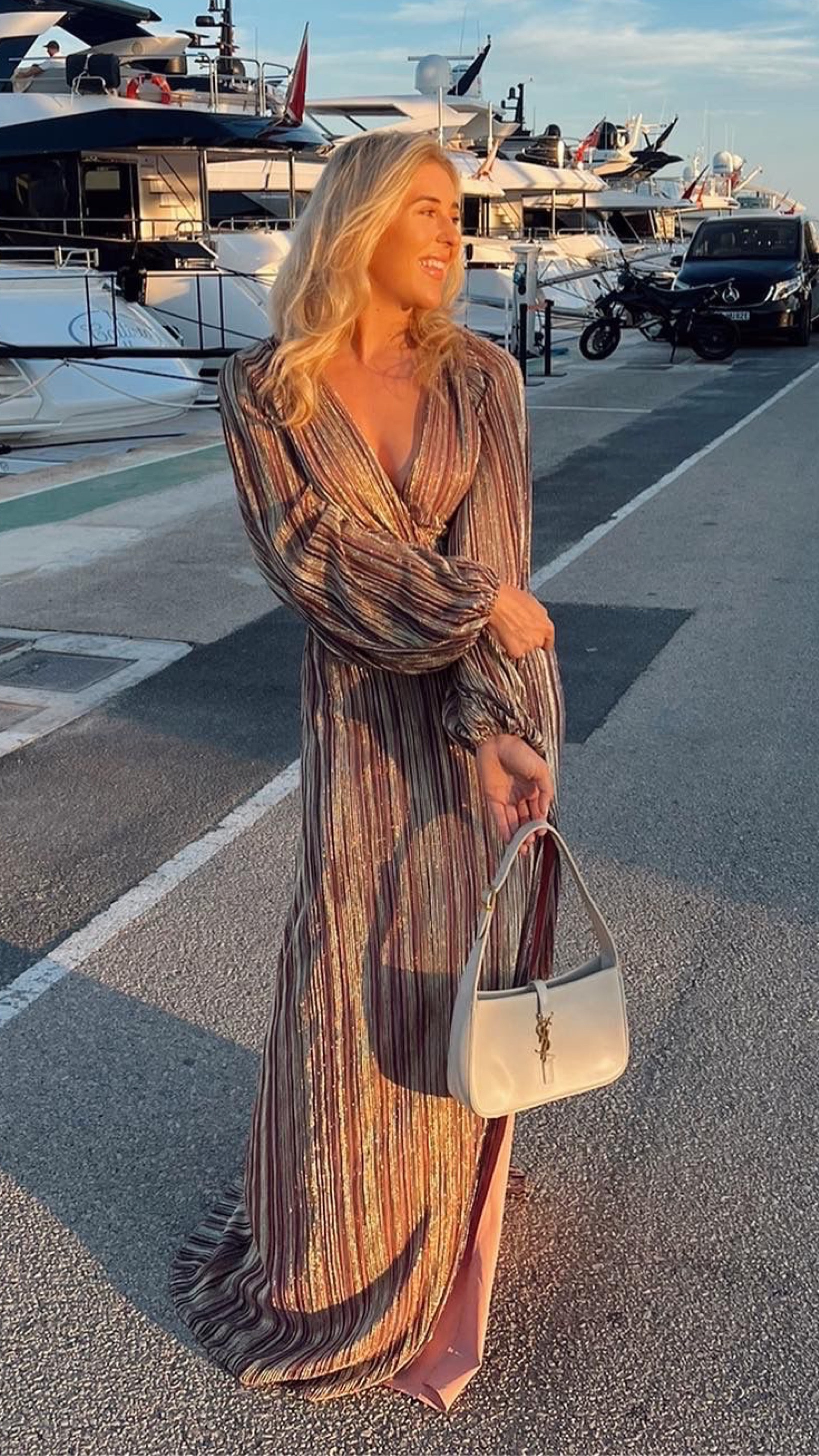 Revolve  metallic dress / ysl hobo bag

#LTKeurope #LTKSeasonal #LTKstyletip