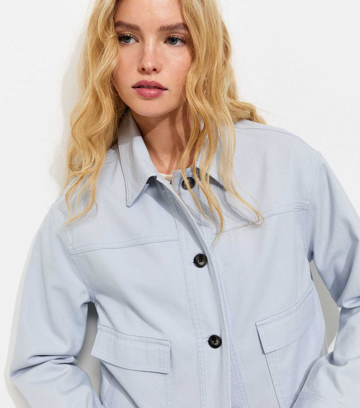 Light Blue Flap Pocket Cotton Shacket | New Look | New Look (UK)