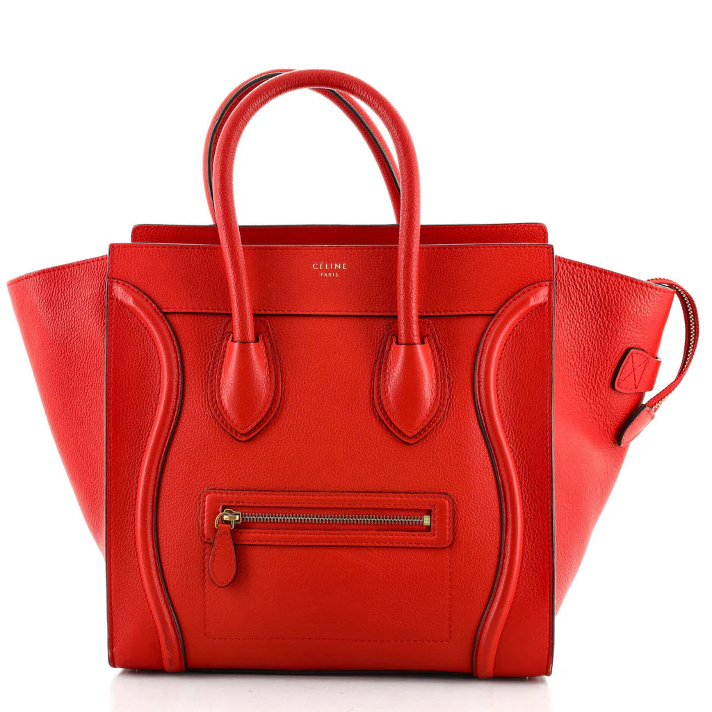 Celine Luggage Bag Grainy Leather Mini Red 1373035 | Rebag