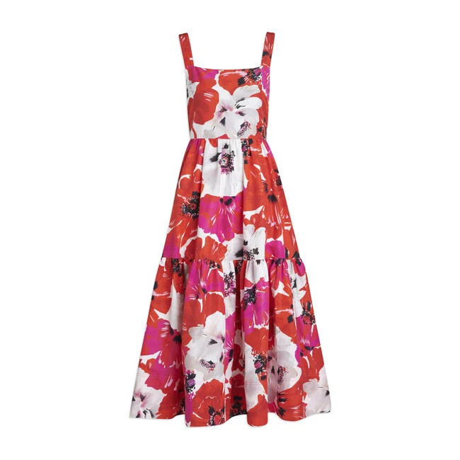 Tanya Taylor Women's Gia Dress, Red and Pink Poppy Print (Florals, Size 16) Maisonette | Maisonette