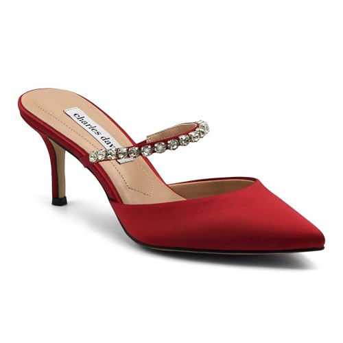 Charles David Dazzling Rhinestone Mule Red | Amazon (US)