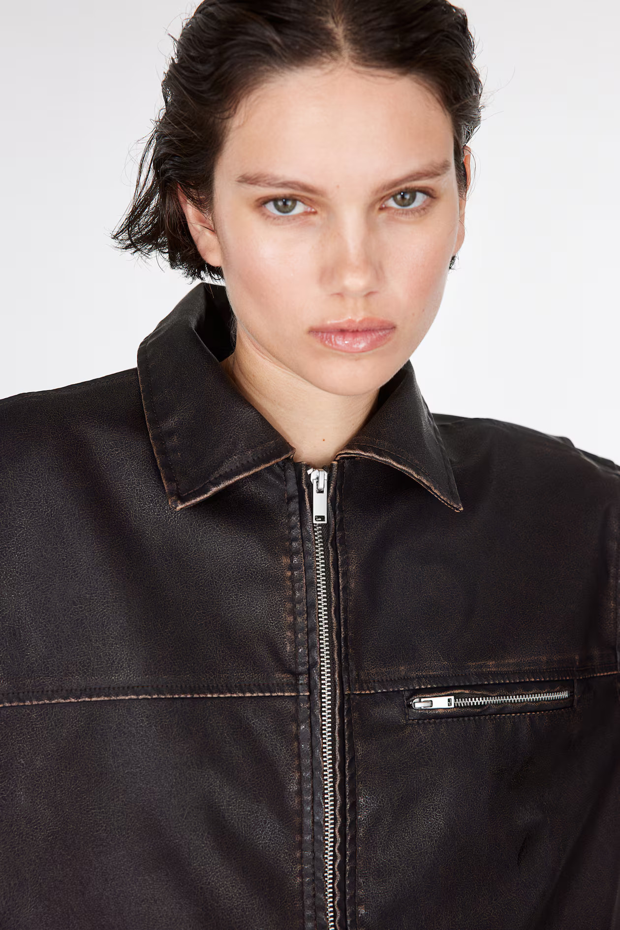 Distressed-look coated jacket | H&M (UK, MY, IN, SG, PH, TW, HK)