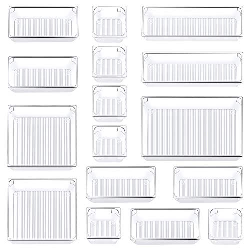 Kootek 16 Pcs Desk Drawer Organizer Set 5-Size Bathroom Drawer Tray Dividers Versatile Storage Bi... | Amazon (US)