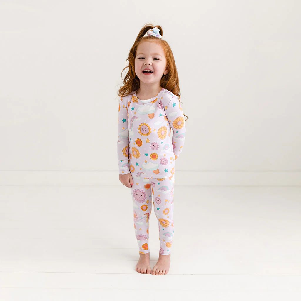 Rainbow Florals Purple Long Sleeve Toddler Pajamas | Raya | Posh Peanut