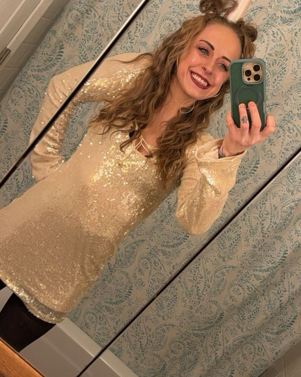 5’3, 117 lbs, wearing XS dress, size 7.5 boot and size S/M tights. 
Daughter: Age 6. 3ft10in, 49 lbs. she’s wearing a size small in everything! #newyearseveoutfit #partyoutfit 
New Year’s Eve outfit was on point! 


#LTKStyleTip #LTKFamily #LTKParties