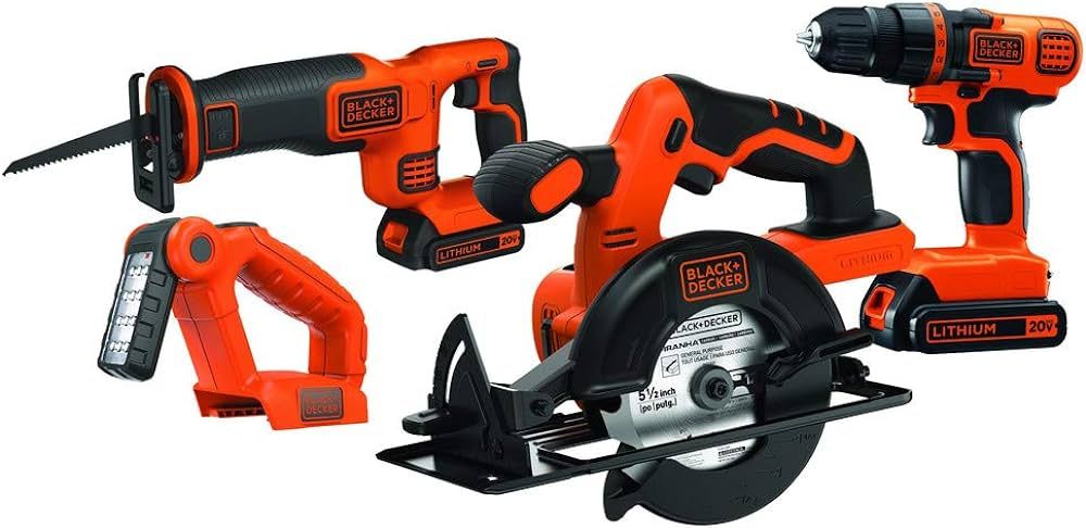 BLACK+DECKER 20V MAX Power Tool Combo Kit, 4-Tool Cordless Power Tool Set with 2 Batteries and Ch... | Amazon (US)
