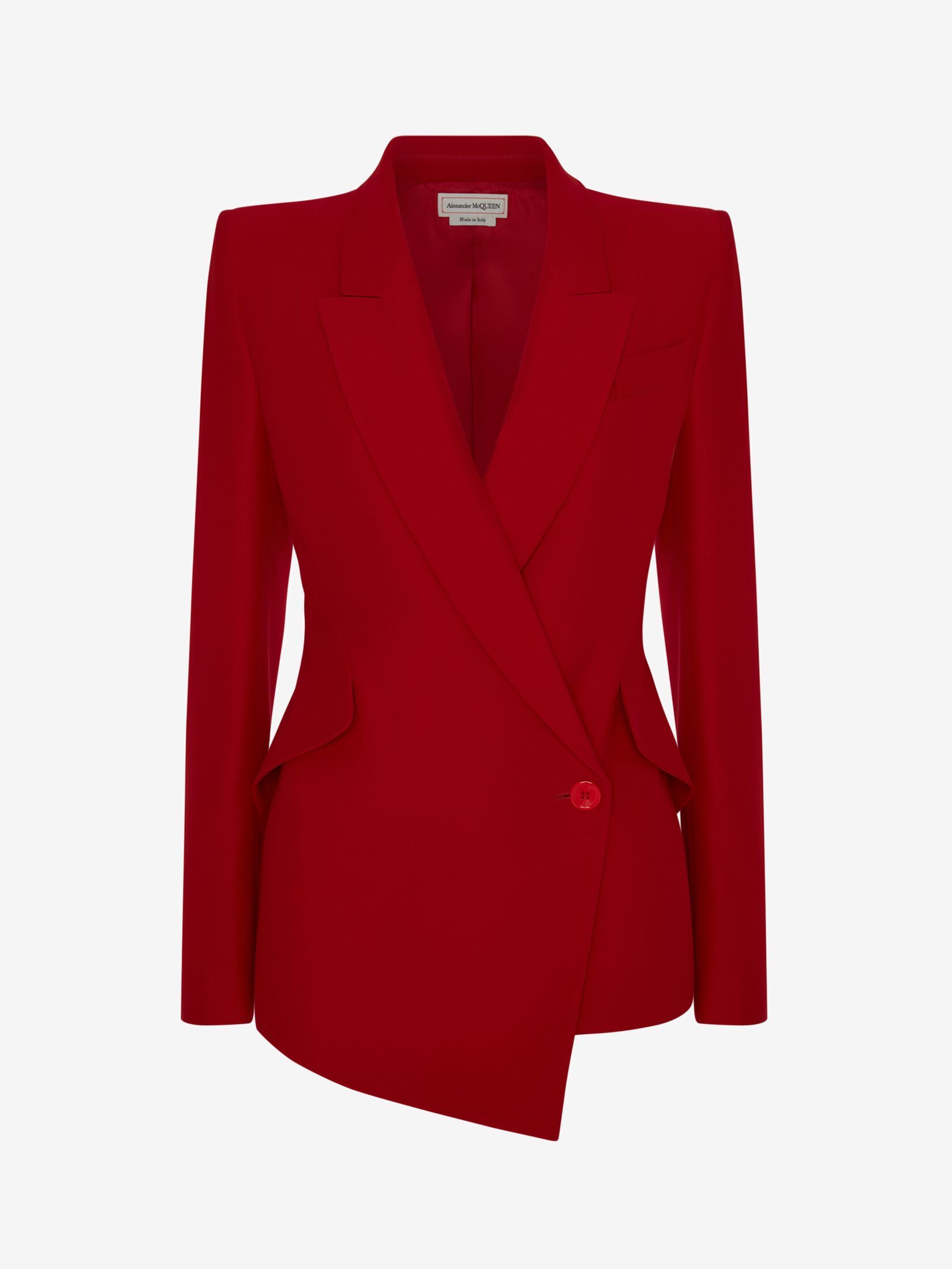 Women's Leaf Crepe Drop Hem Jacket in Welsh Red | Alexander McQueen