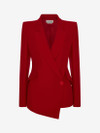 Click for more info about Women's Leaf Crepe Drop Hem Jacket in Welsh Red