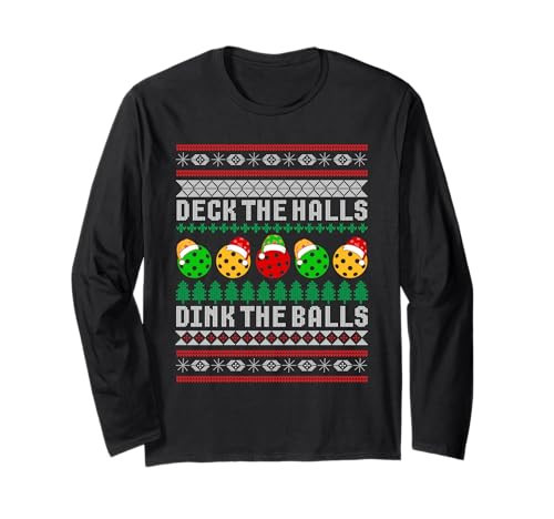 Pickleball Christmas Ugly Sweater Holiday Party Long Sleeve T-Shirt | Amazon (US)